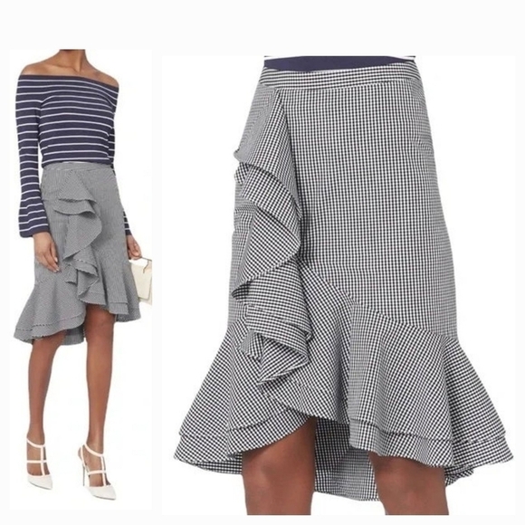 INTERMIX‎ Sylvia Ruffle Front Gingham Skirt - Picture 1 of 2
